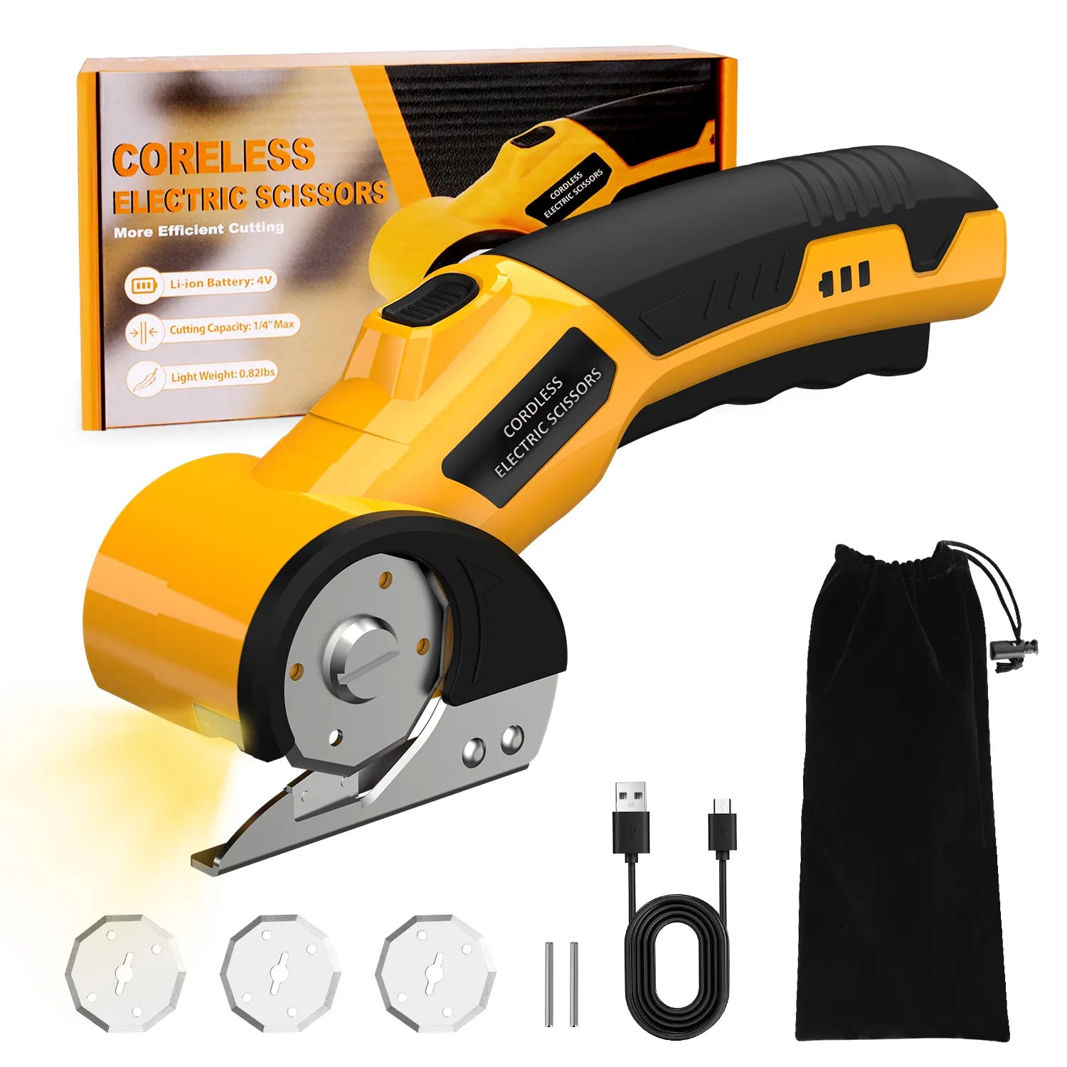 Cordless cutter cutting cardboard